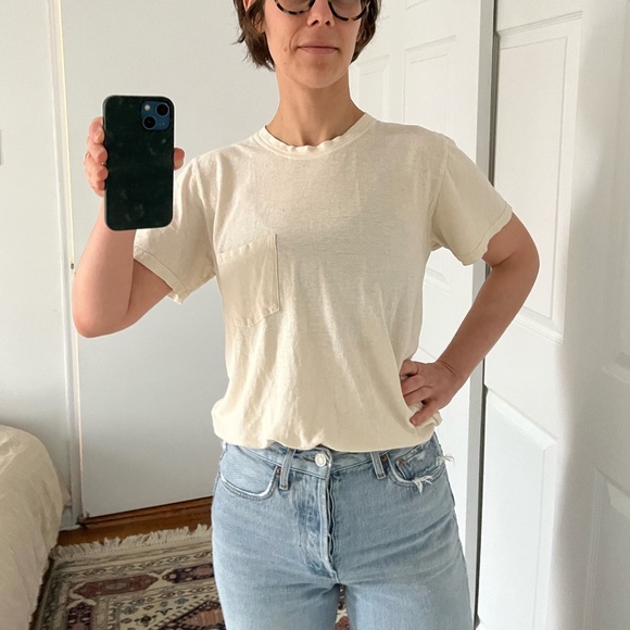 Jung Pocket tee in washed white size Small (unisex sizing) - Picture 3 of 11